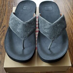 FitFlop Charcoal Rhinestone Sandals
